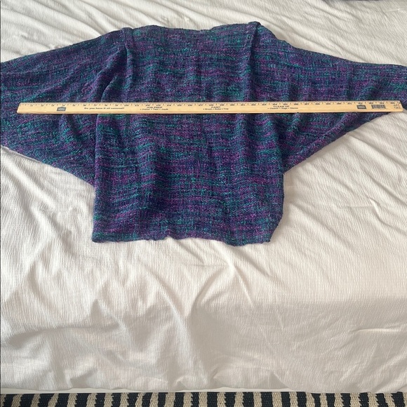 Handwoven Cardigan Sweater Jane Frenke's Loom Room Purple and Blue Weaver - Picture 6 of 7